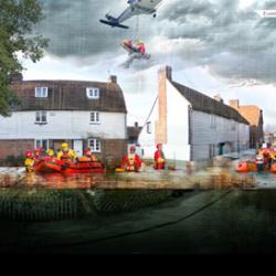 Artist's interpretation of existing (left) and adapted (right) responses to flooding
