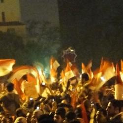 Celebrating in Tahrir Square