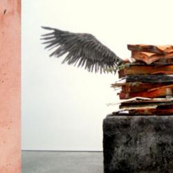 Left: Klee's Angelus Novus. Right: Kiefer's Sprache der Vogel. Winter argues that the progression from one image to the other represents a process of gradual "effacement" in art depicting war.