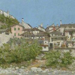 Oil painting of Varallo, Italy, by Samuel Butler, 1885