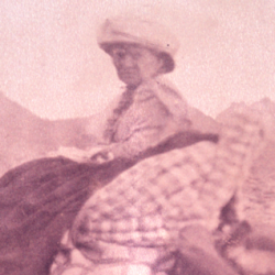 Mrs Gibson on a camel in the Sinai, 1893. 