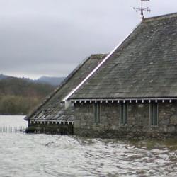 Flooded lakehouse, Keswick, Cumbria, UK