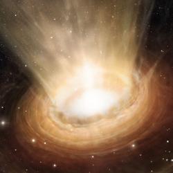 Artist's impression of the surroundings of the supermassive black hole in NGC 3783