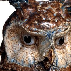 Owl Punch Bowl, 1903 (detail) Salt-glazed stoneware decorated with blue, brown and sage-green slips Height: 103 cm