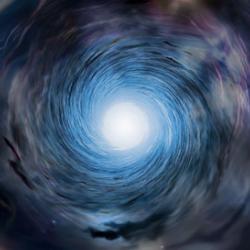 Artist's impression of spinning galaxy