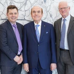 Left to right: Professor Charlotte Summers, Dr Nik Johnson (Mayor, Cambridgeshire & Peterborough Combined Authority), Dr Victor Dahdaleh, Professor Patrick Maxwell, Dr Anthony Freeling