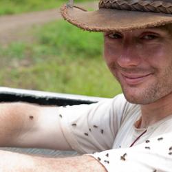 Dr Ed Turner covered in sweat bees – a typical eusocial insect.
