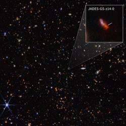 Infrared image showing JADES-GS-z14-0 galaxy