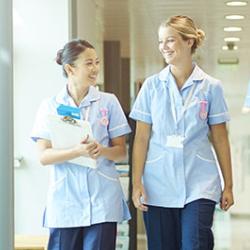 Nurses walking down a corridor