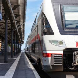 Intercity 2 train at Warnemünde station in Rostock, one of the parts of eastern Germany look at in the report. 