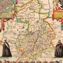 Hand-coloured proof of John Speed's map of Cambridgeshire. Atlas.2.61.1 